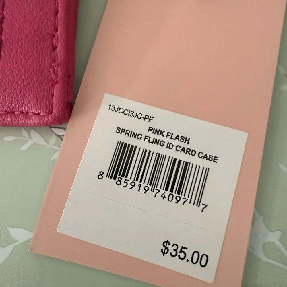 Juicy Couture Spring Fling ID Card Case Change Purse Pink Flash Zip New